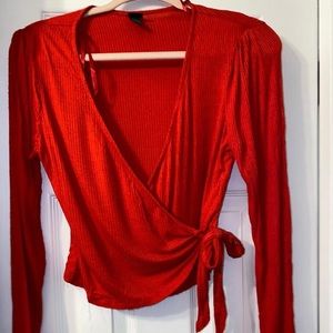 Red wrap around crop top small